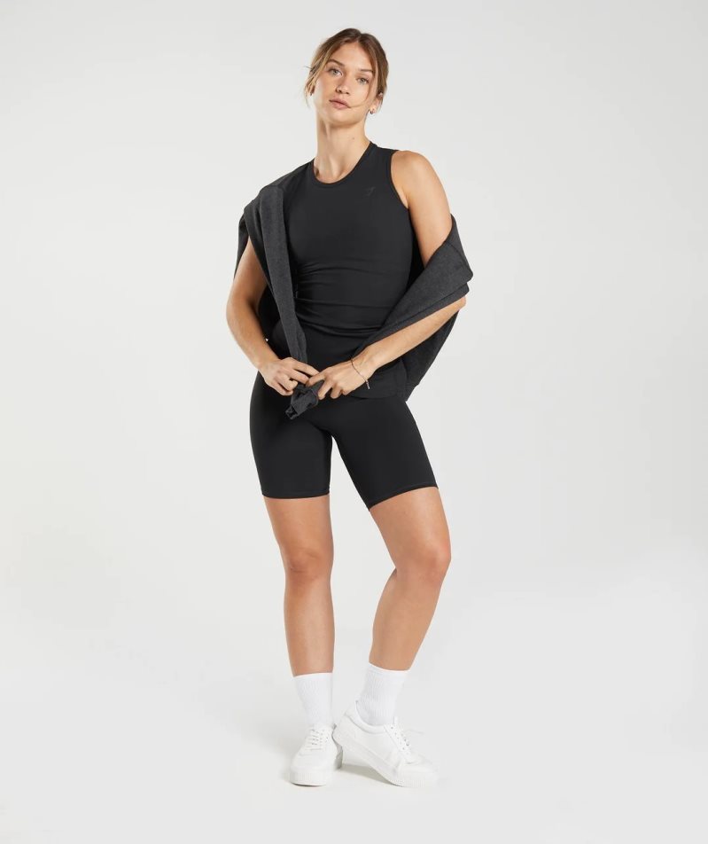 Podkoszulki Gymshark Elevate Asymmetric Damskie Czarne | PL 634CVQ